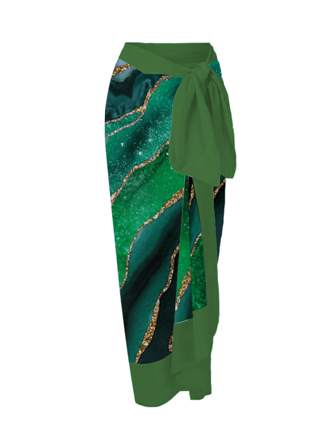 Marble Print One Piece Swimsuit And Cover Up