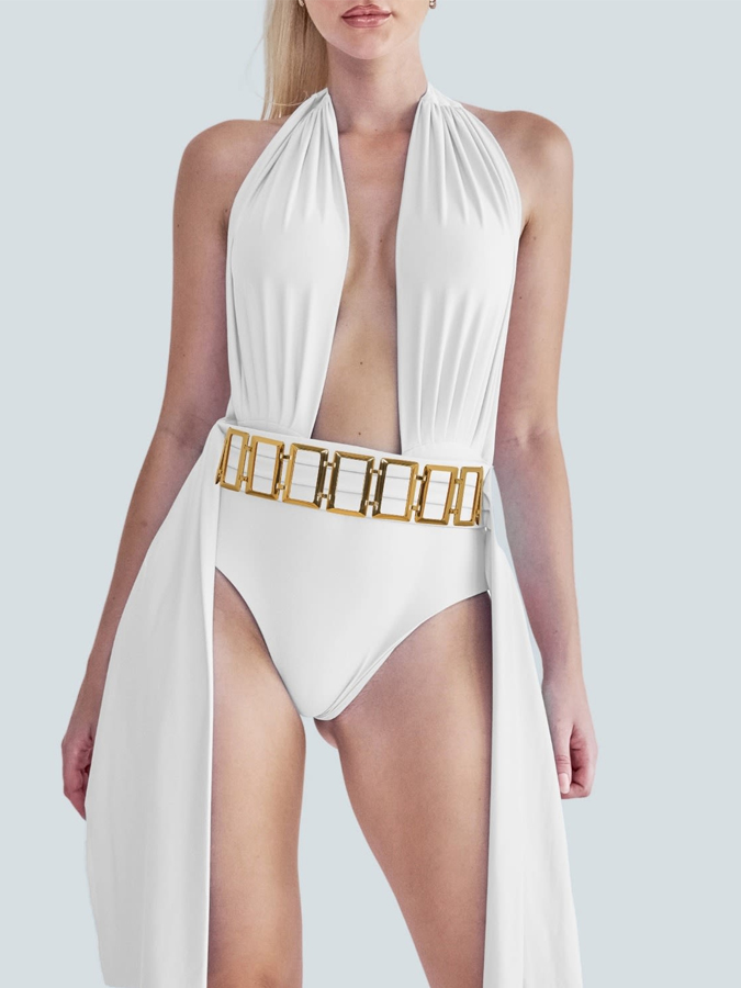 Sexy Plain Casual One Piece Swimsuit