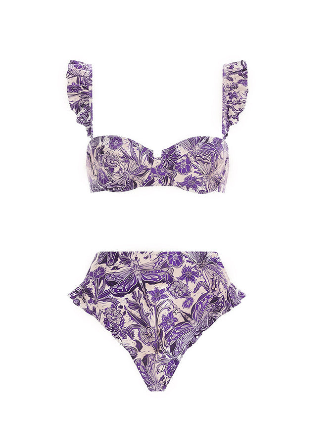 Purple Print Swimsuit Set and Coverup