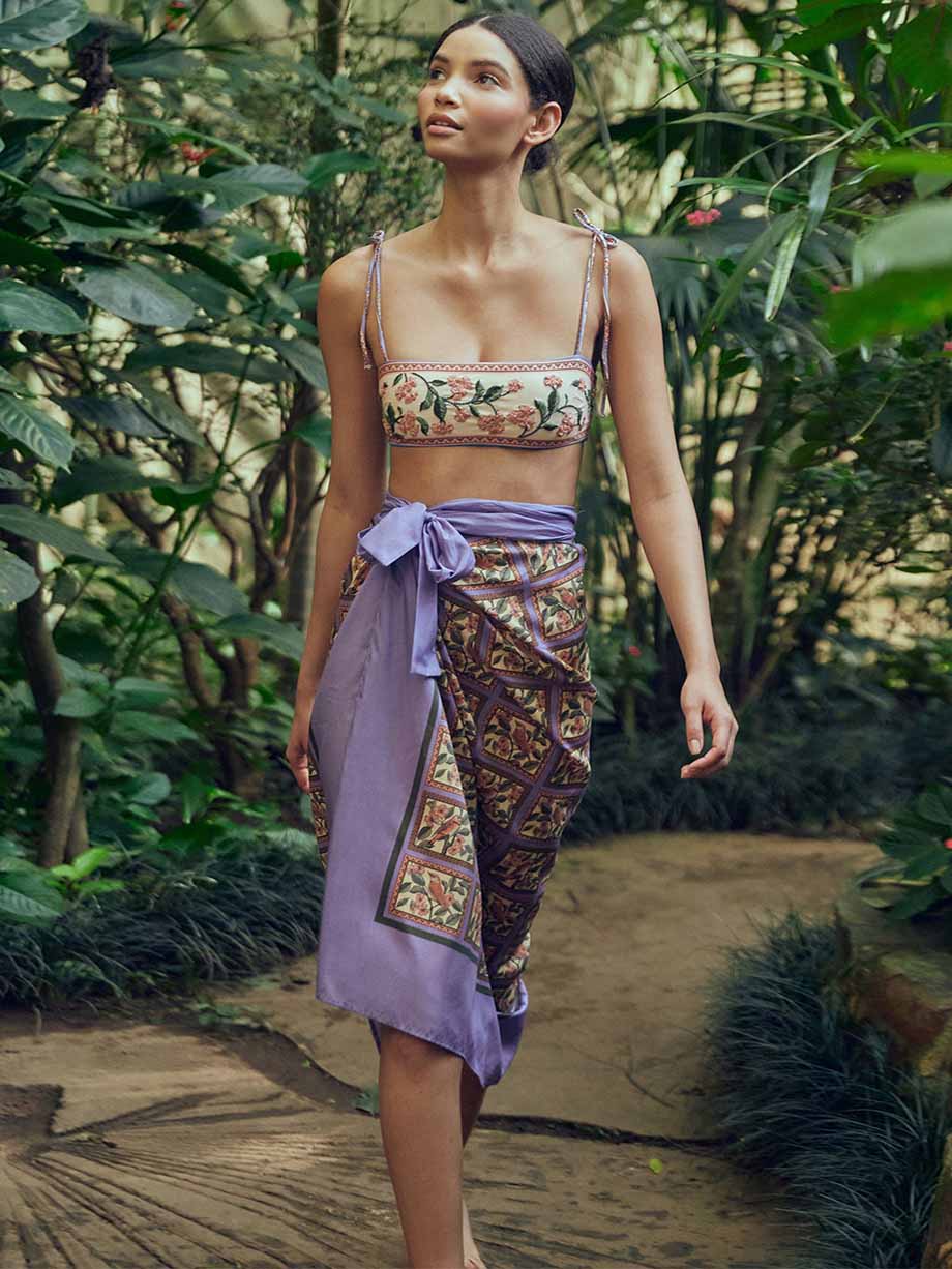 Fashion Flower Embroidered Bikini Set