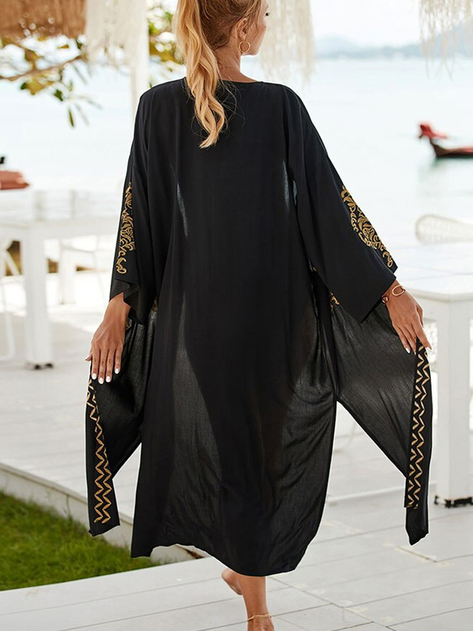 Vintage Ethnic Pattern One Piece Swimsuit And Cover up