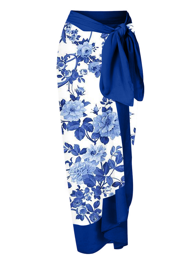 Reversible Colorblock Print One-Piece Swimsuit and Cover-up