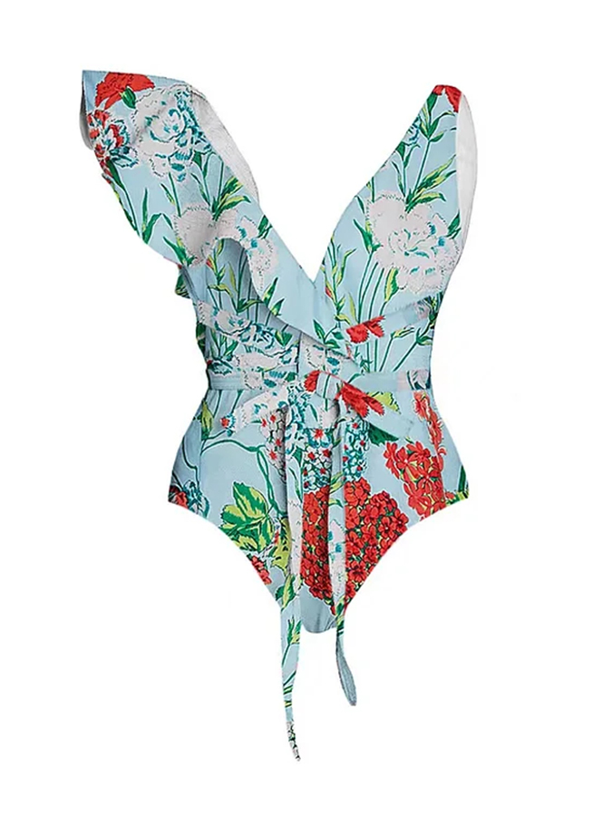 Floral Print One Piece Swimsuit and Cover Up