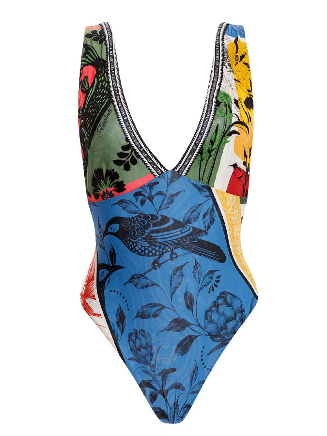 Trendy Paneled Print One-Piece Swimsuit
