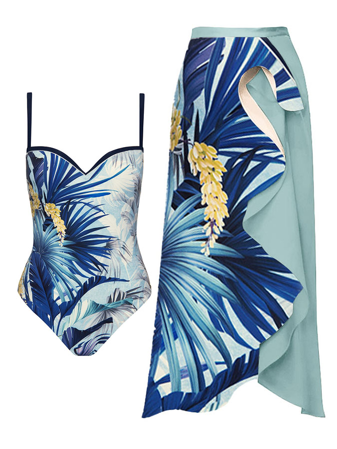 Hollow Print Fashion One-Piece Swimsuit