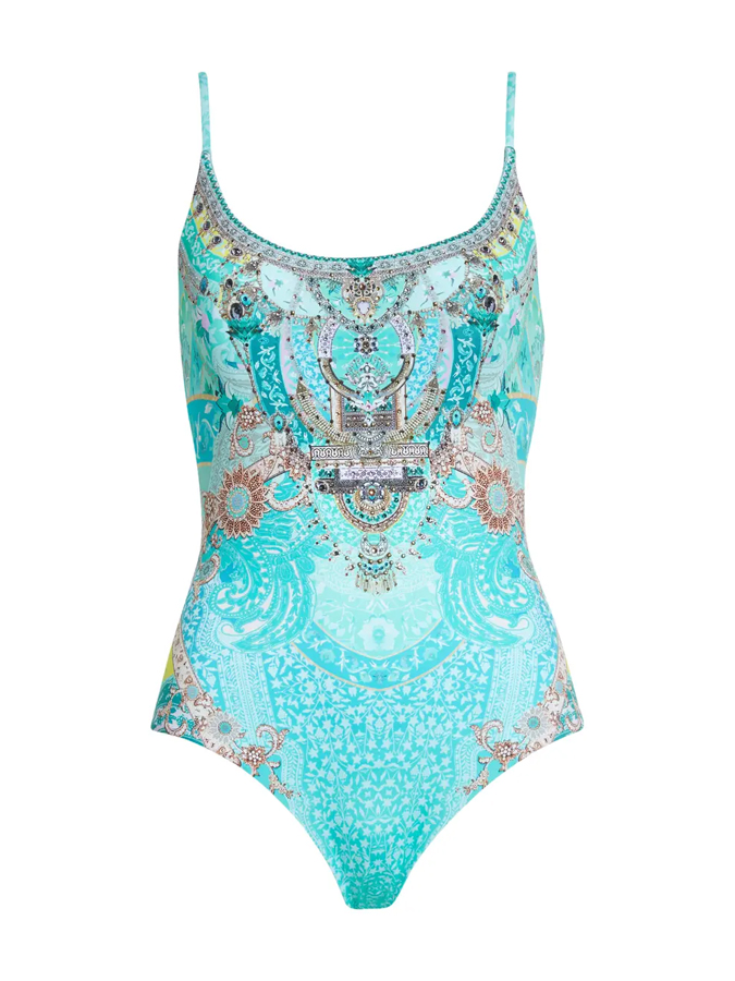 Vintage Court Floral Print One Piece Swimsuit And Cover up