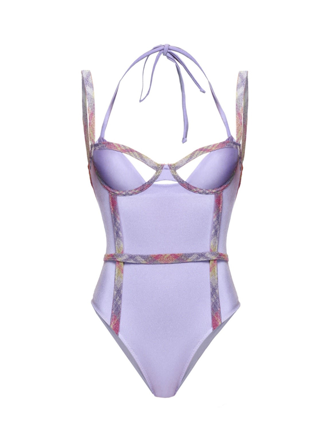 Vintage Patchwork One-Piece Swimsuit And Cover Up