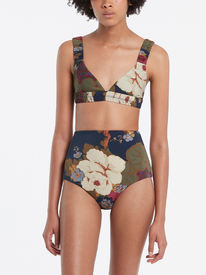 Vintage Print Beach Swimsuit and Cover-up
