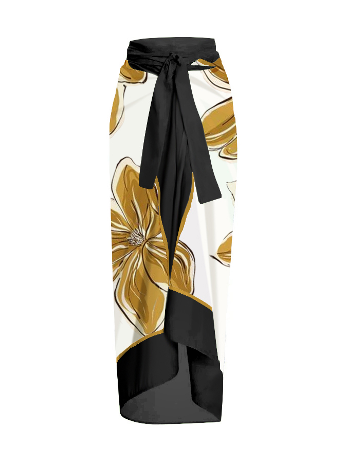 Floral Print One Shoulder One-Piece Swimsuit And Cover Up