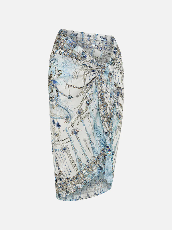 Vintage Court Geometric Feather Print One Piece Swimsuit And Cover up