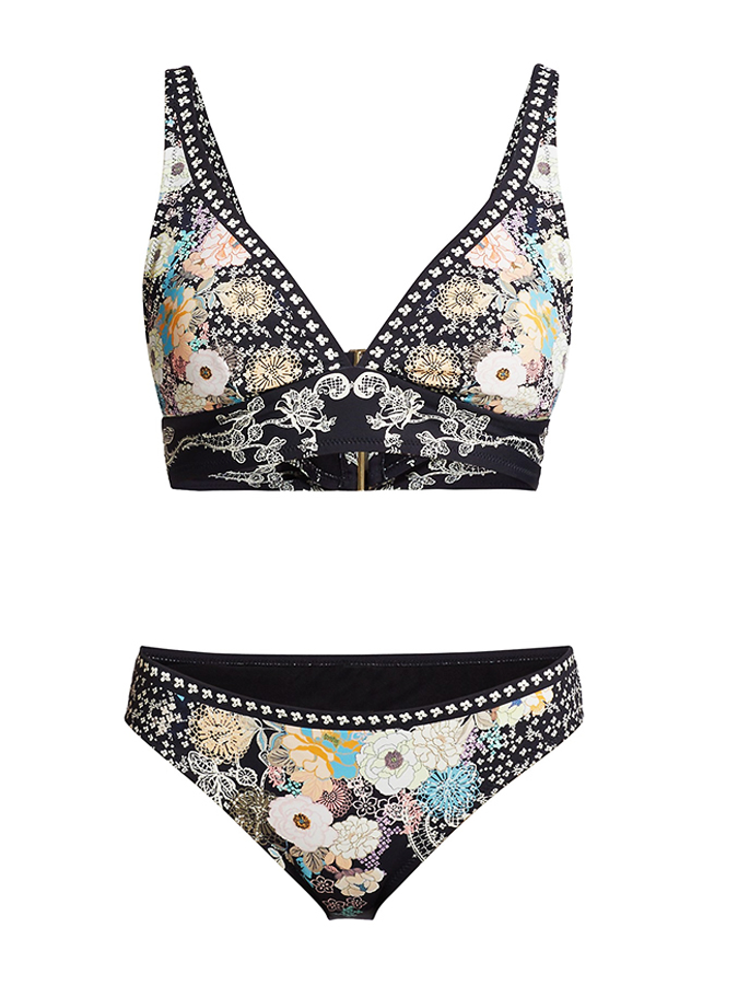 Floral Print One Piece Swimsuit and Cover Up