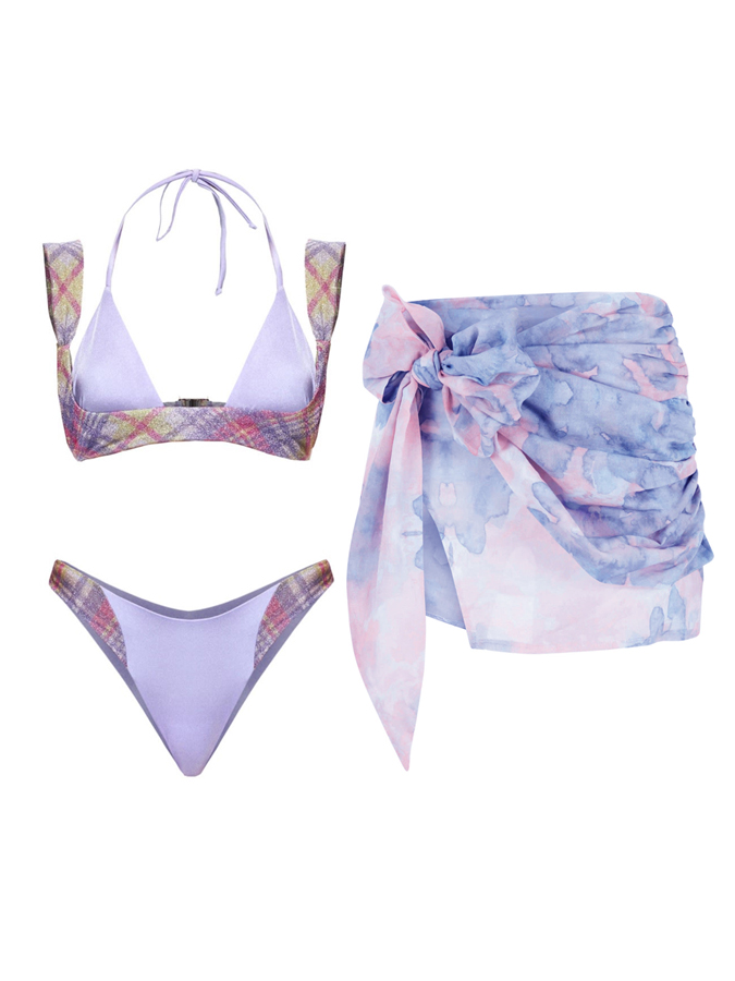 Vintage Patchwork One-Piece Swimsuit And Cover Up