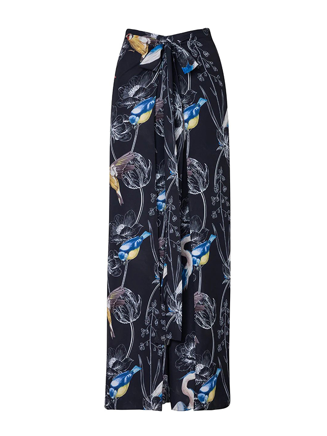 Flower and bird print two-piece swimsuit and cover up