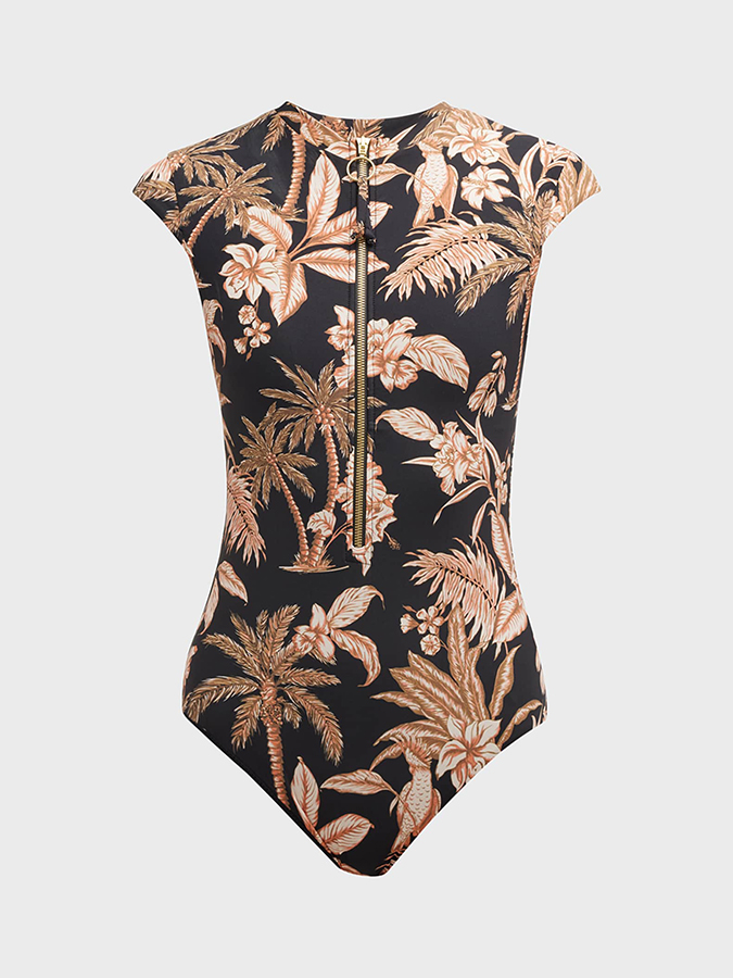Botanical Print One Piece Swimsuit and Pants