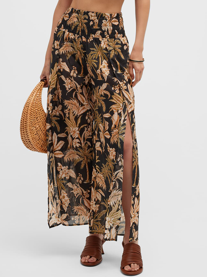 Botanical Print One Piece Swimsuit and Pants