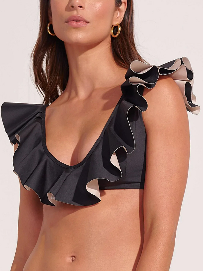 Plain Casual Ruffle Bikini And Cover up
