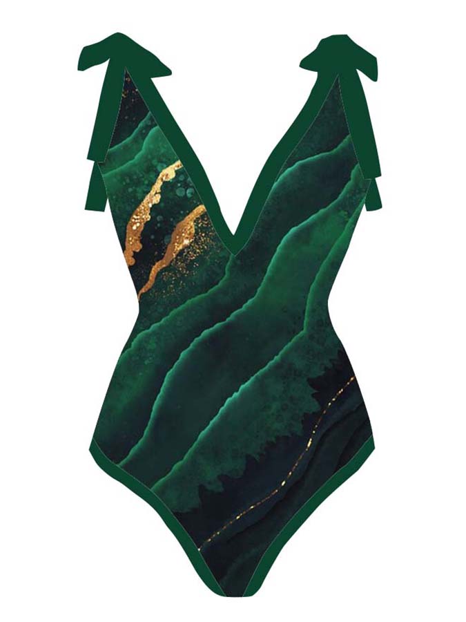 Ripple Print One Piece Swimsuits and Cover Up