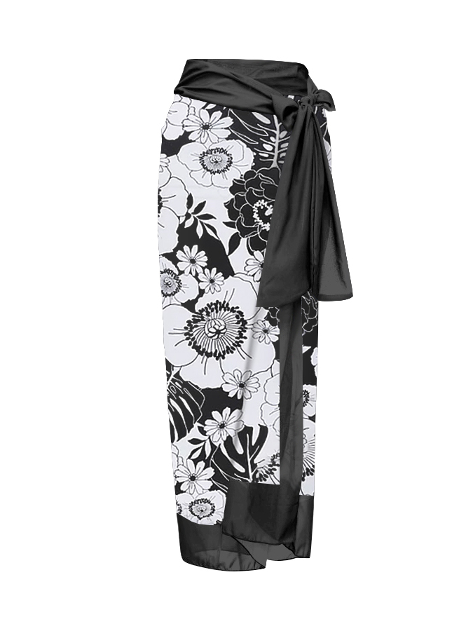 Vintage Floral Print One-Piece Swimsuit And Cover Up