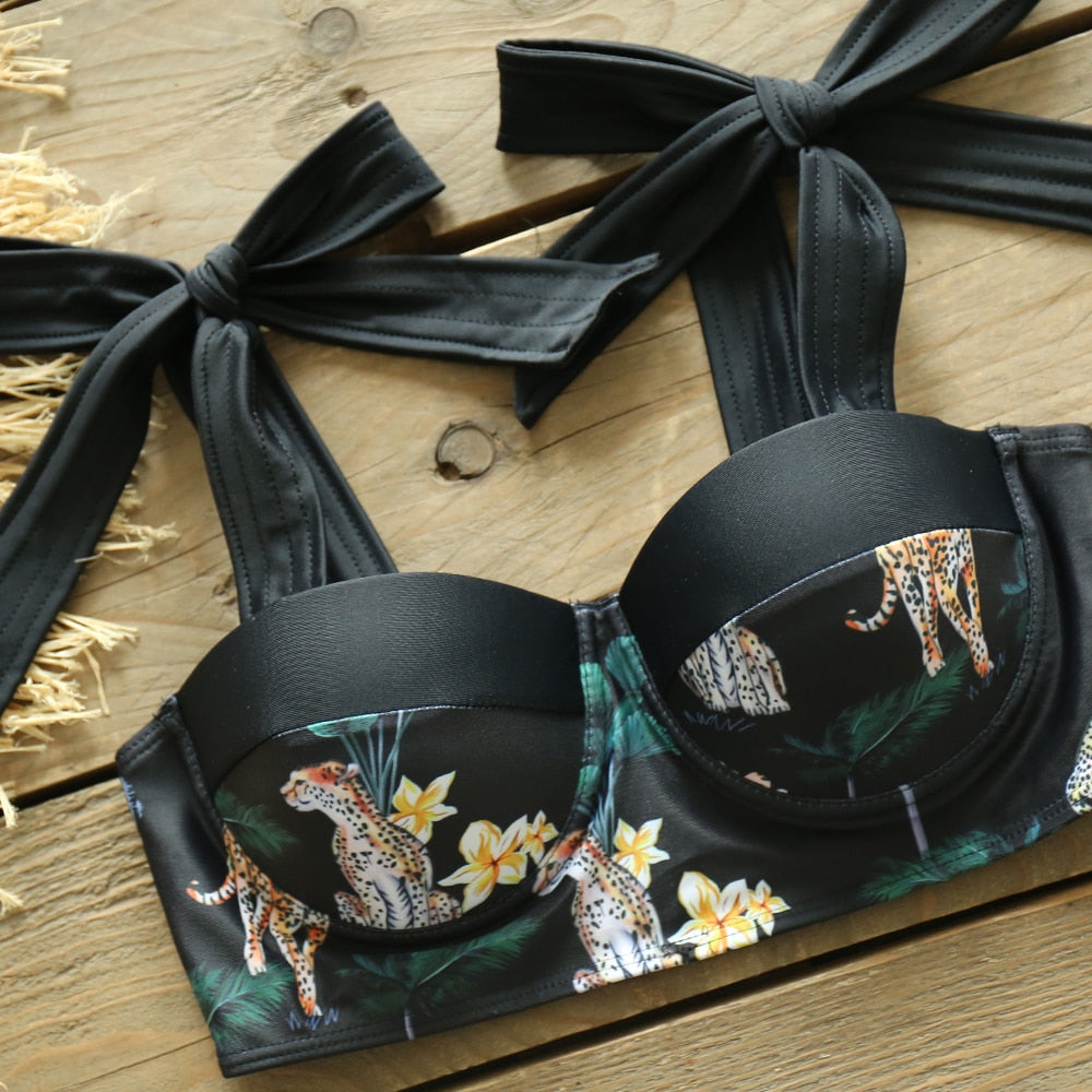 High Waist Bikini Set Print Floral
