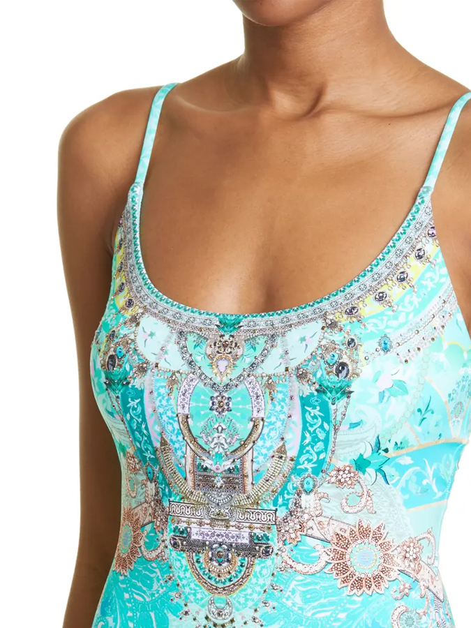 Vintage Court Floral Print One Piece Swimsuit And Cover up