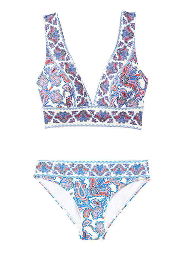 Vintage Print One Piece Swimsuit and Cover Up