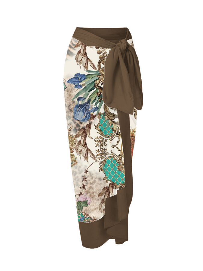 Vintage Printed Casual One Piece Swimsuit And Cover up