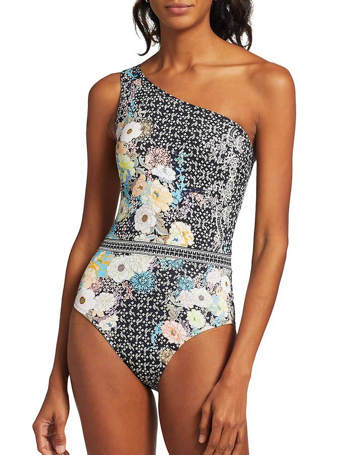Floral Print One Piece Swimsuit and Cover Up
