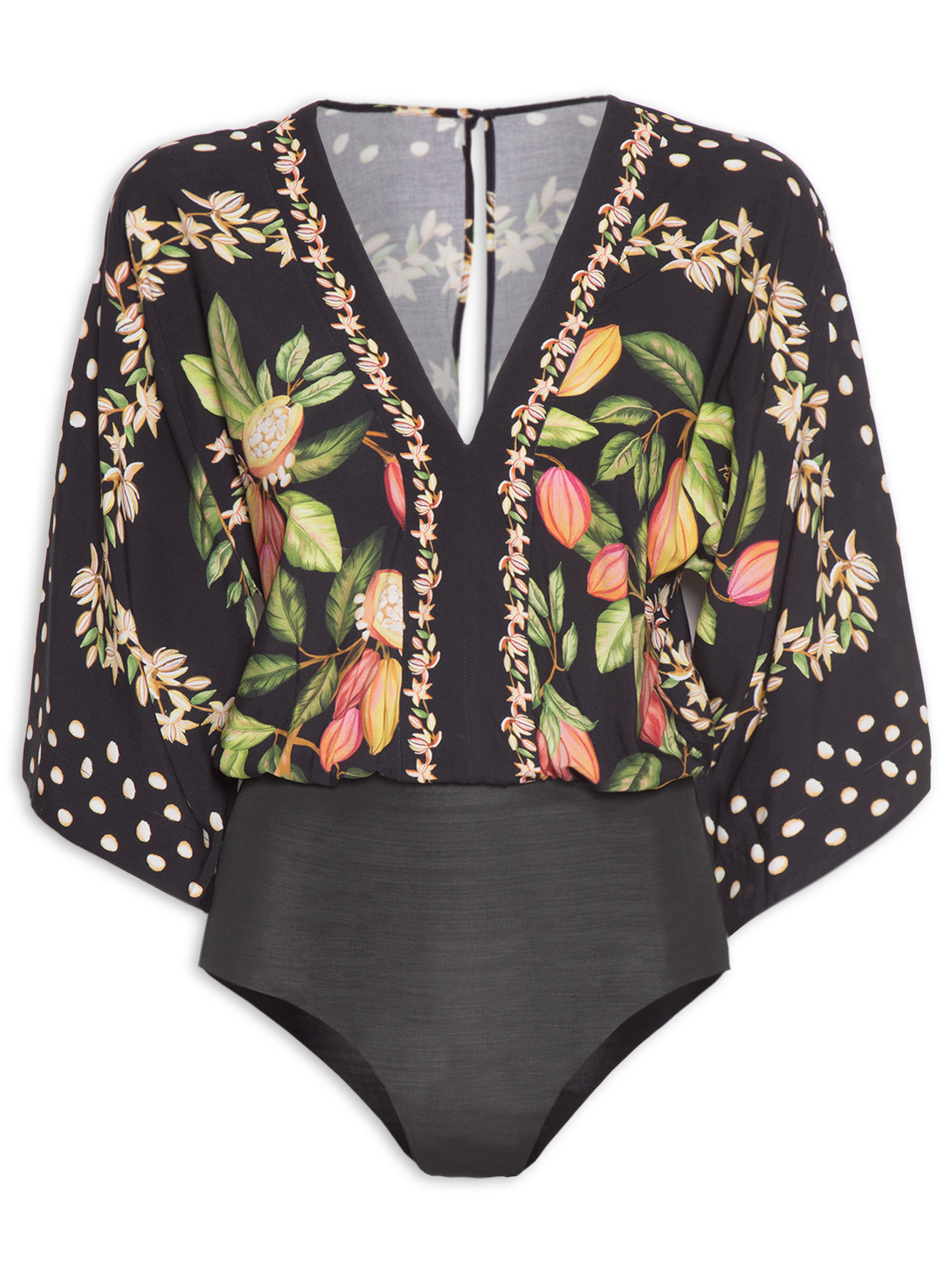 Deep V Colorblock Polka Dot Print Beach One-Piece Swimsuit