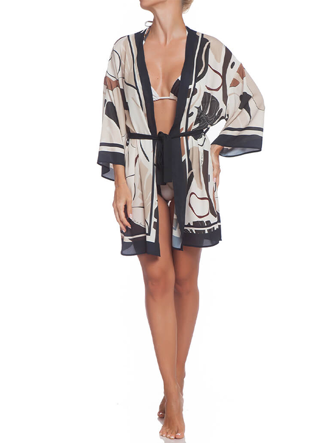 One-shoulder Printed Swimsuit and Cover-up
