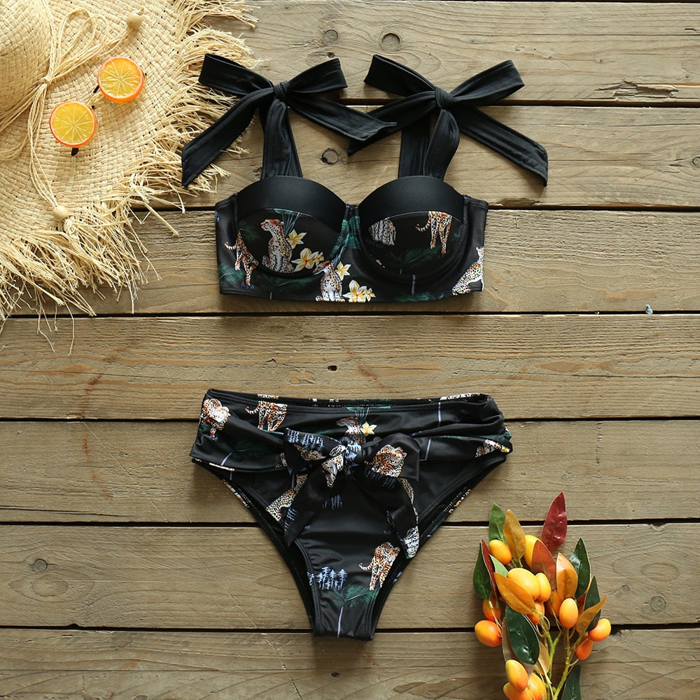 High Waist Bikini Set Print Floral