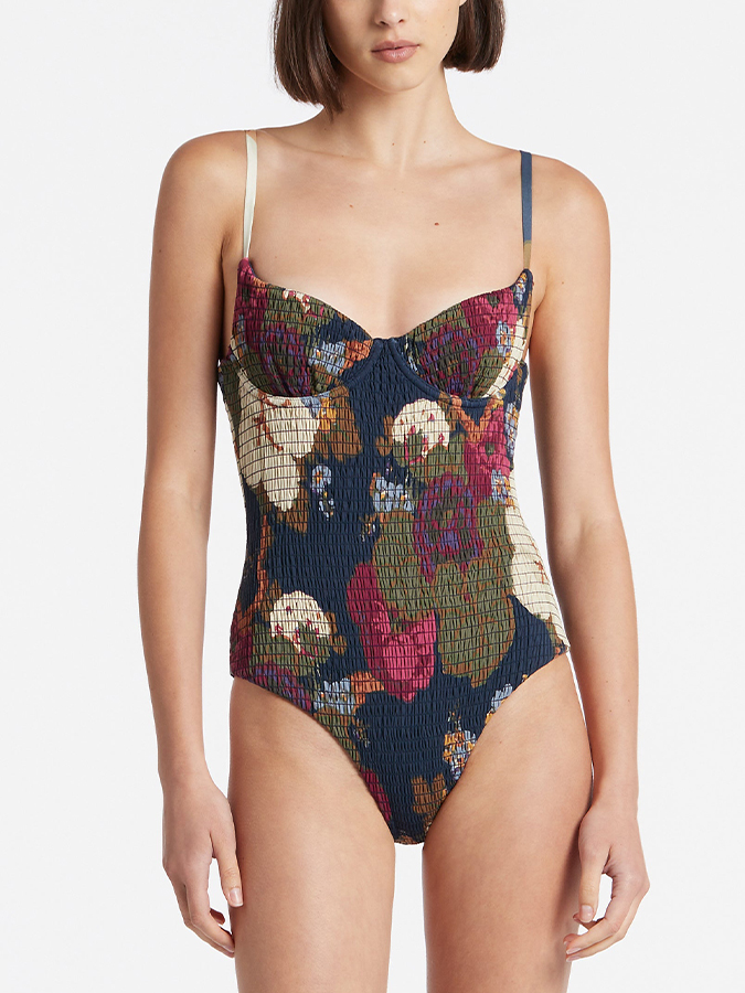 Vintage Print Beach Swimsuit and Cover-up