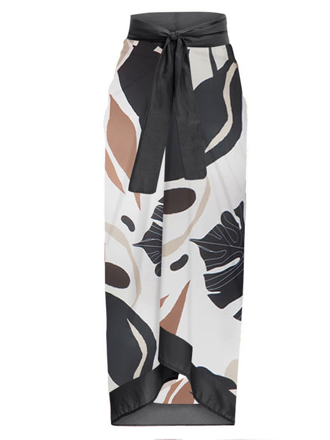 One-shoulder Printed Swimsuit and Cover-up