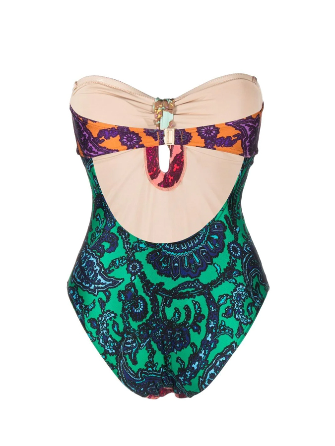 Vintage Ethnic Print One Piece And Cover Up