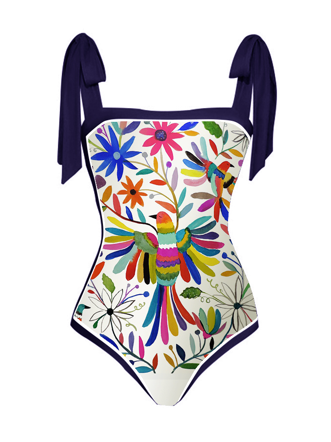 Fashion Print One Piece Swimsuit Set