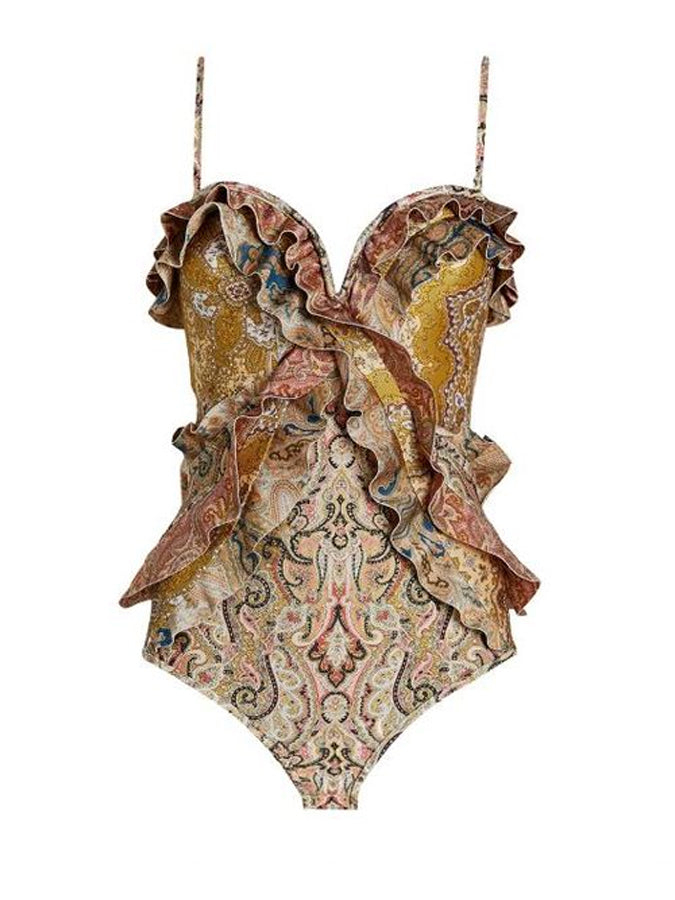 Fungus Print Panel One-Piece Swimsuit