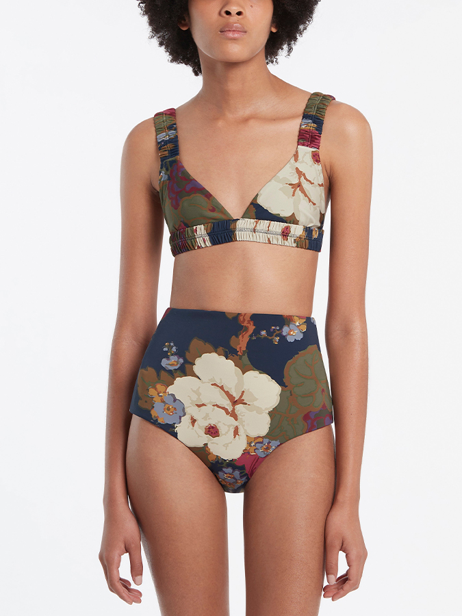 Vintage Print Beach Swimsuit and Cover-up