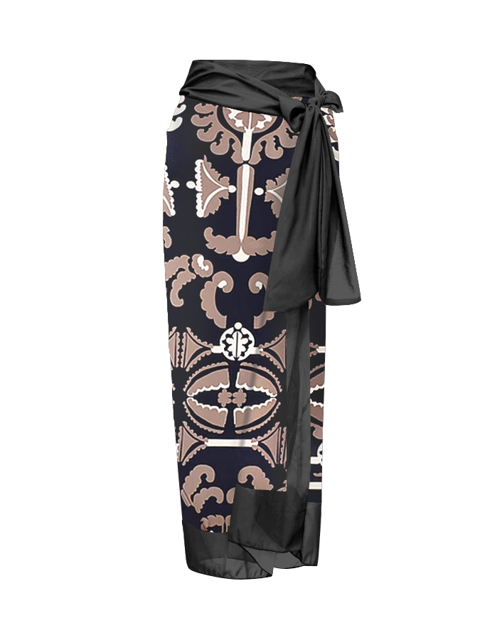 Ethnic Geometric Print One Piece Swimsuit And Cover Up