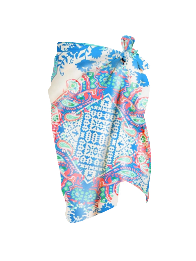Vintage Ethnic Geometric Print One Shoulder One-Piece Swimsuit And Cover Up