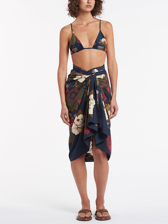 Vintage Print Beach Swimsuit and Cover-up