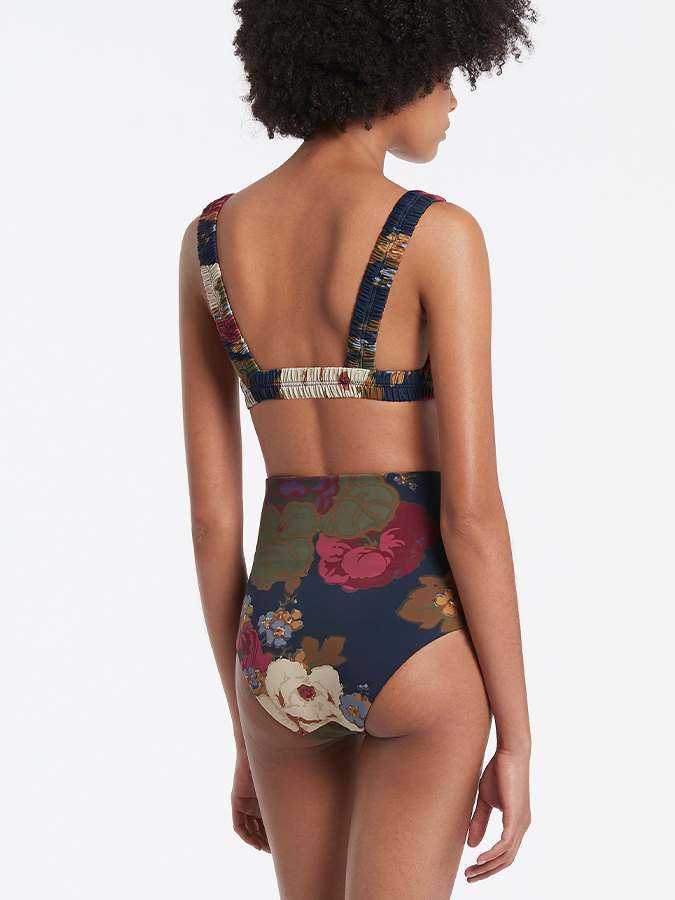 Vintage Print Beach Swimsuit and Cover-up