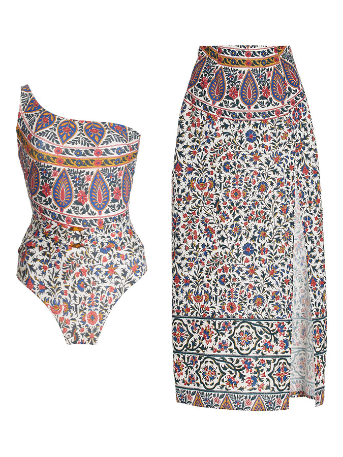 Fashion One-Shoulder Printed One-Piece Swimsuit