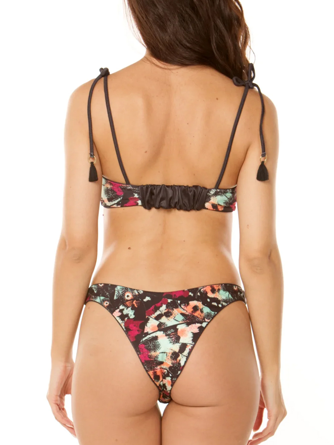 Vintage Butterfly Pattern Ruffle One Piece Swimsuit And Cover Up