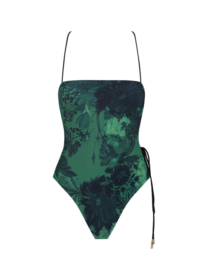 Vintage Floral Print One Piece Swimsuit And Cover Up