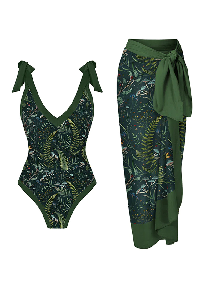 Wonderland Forest Printed One Piece And Skirt