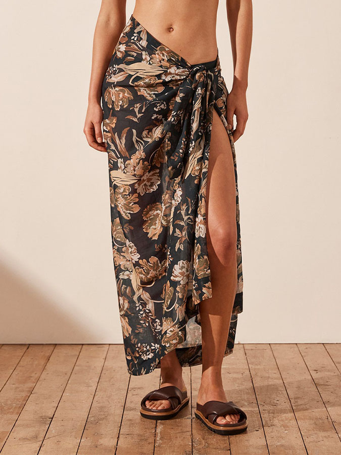 Fashion Print Hollow One-Piece Swimsuit
