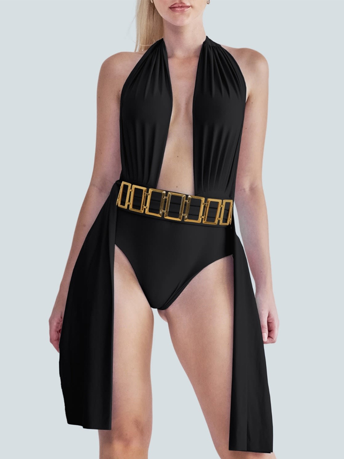 Sexy Plain Casual One Piece Swimsuit