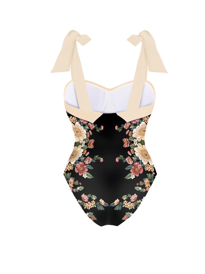 Printed Panel Chic One Piece Swimsuit and Coverup