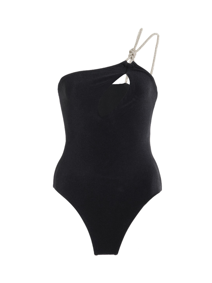 Sexy Plain One Shoulder Rope One Piece Swimsuit And Cover up