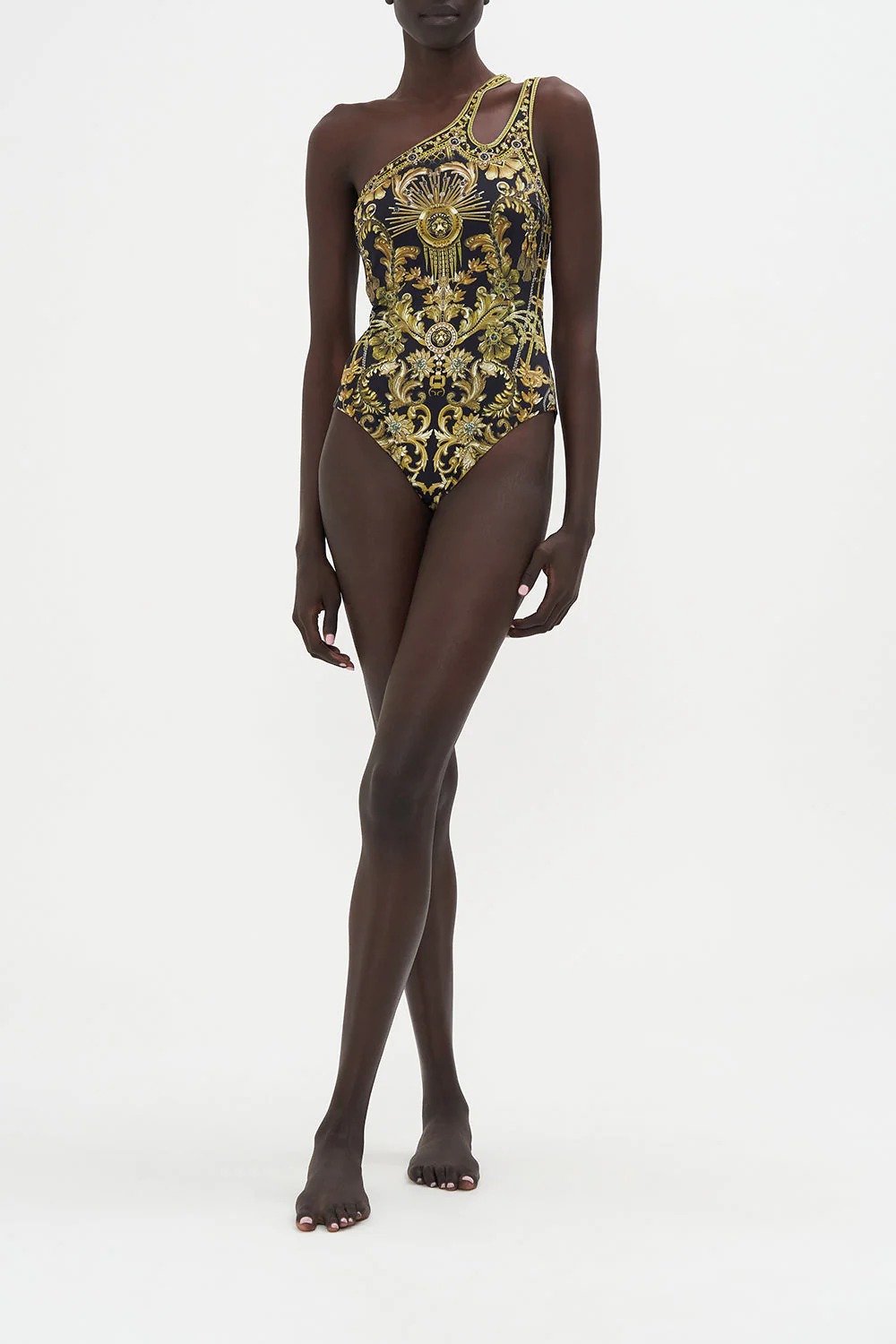 Vintage Court Floral Print One Piece Swimsuit And Cover up