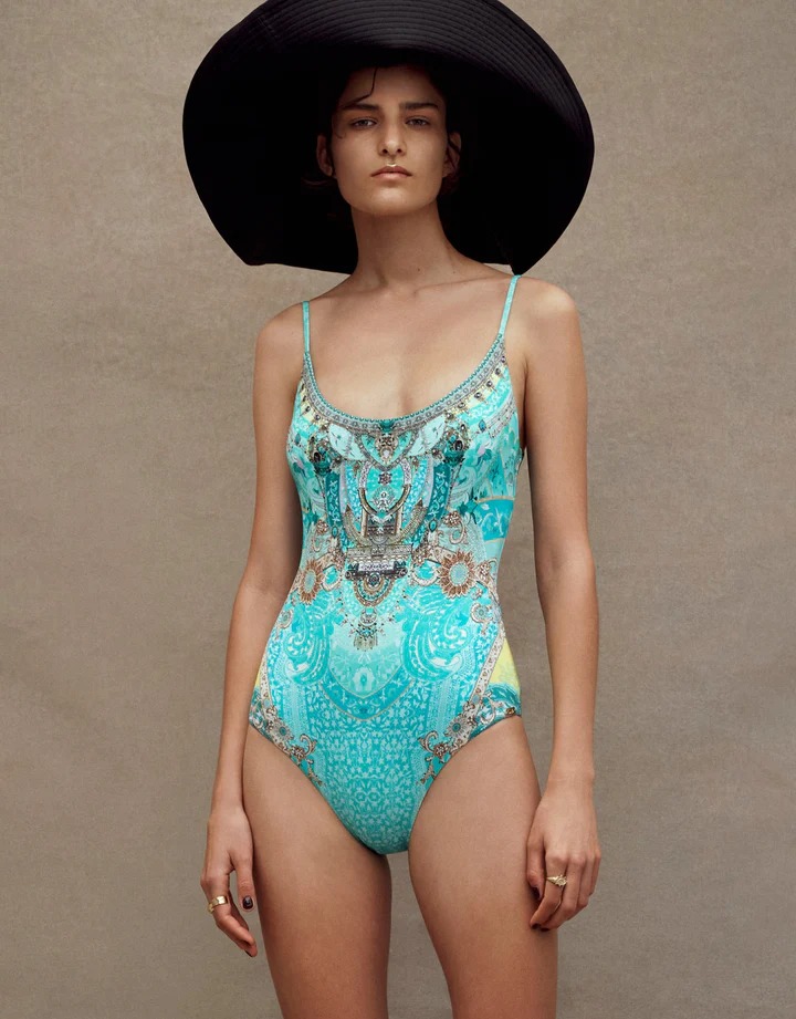 Vintage Court Floral Print One Piece Swimsuit And Cover up